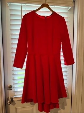 Express Red Crewneck Fit-and-Flare Dress